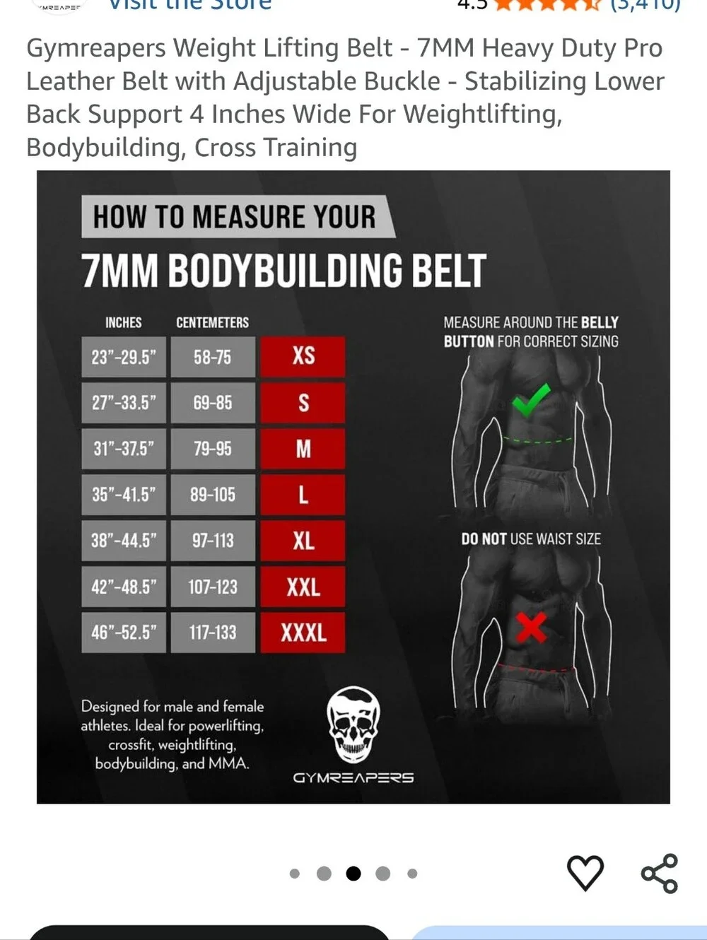 Gym Reaper Black Leather Weightlifting Belt - XL CrossFit Workout Power Lifting